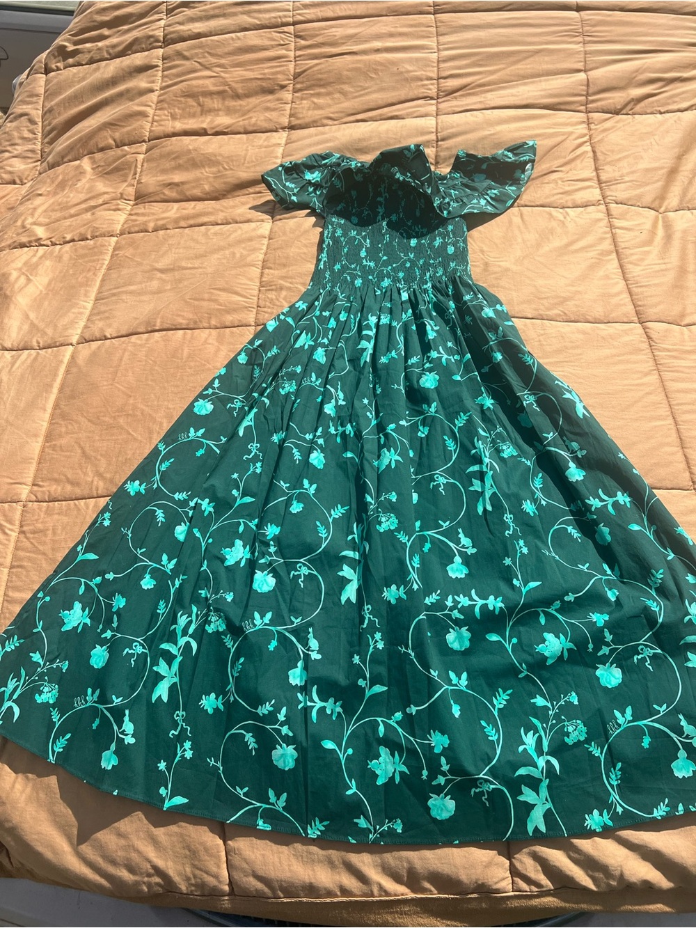 NWT Hill House Akilah Nap Dress in Green Botanical Midi Cottagecore Size XXS